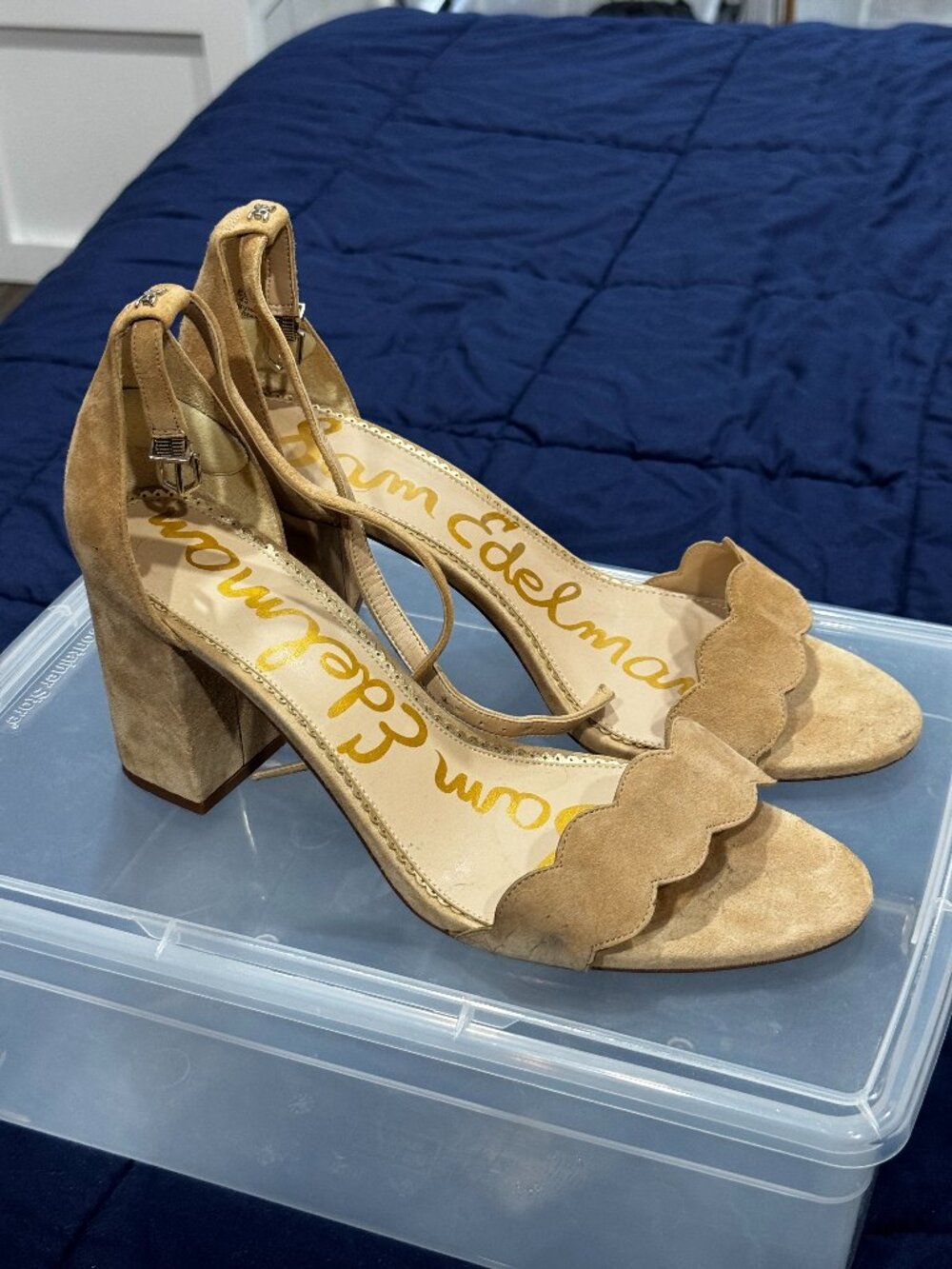 Sam Edelman Odila Scalloped Suede Heeled Sandals [Size 13 Womens]